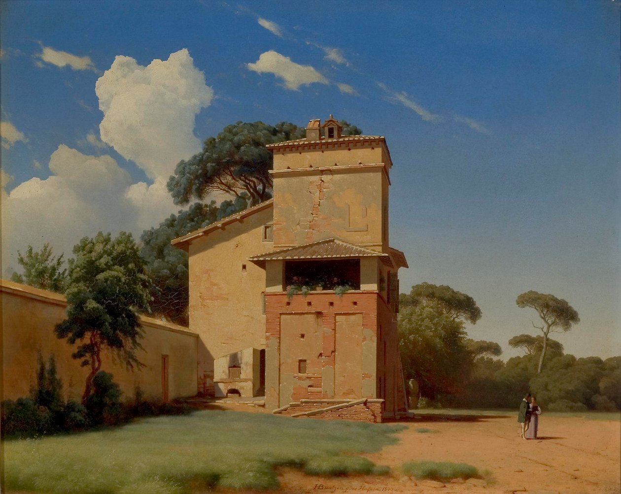 Duński: Casa del Portinaio i Villa Borghese mają. Casa del Portinaio w ogrodach Villa Borghese. autorstwa Heinrich Buntzen