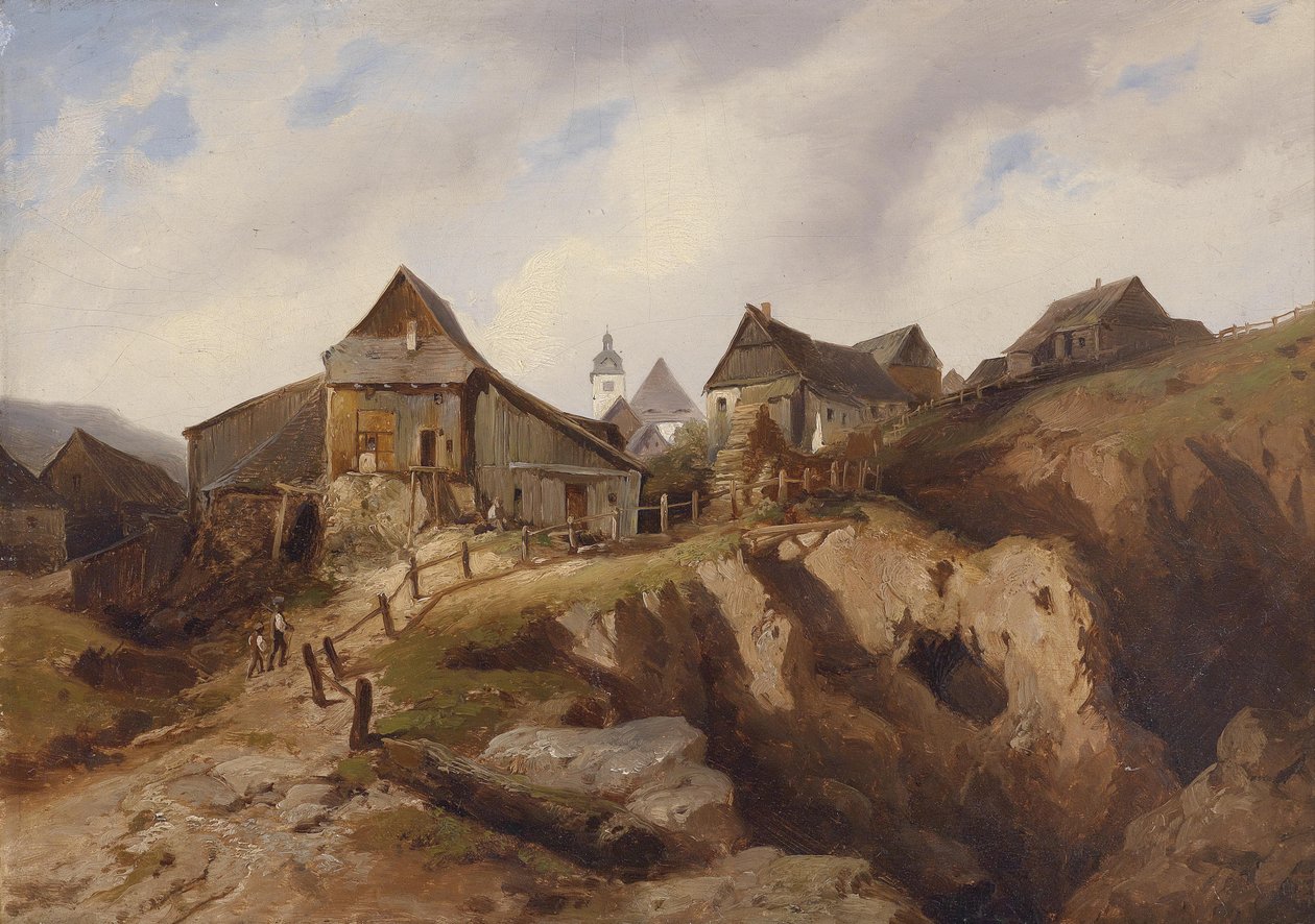 Wioska w pobliżu Altenberg autorstwa Heinrich Eduard Müller