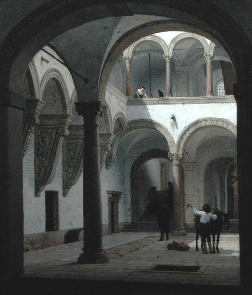 Dziedziniec Palazzo Fava, Bolonia autorstwa Heinrich Hansen