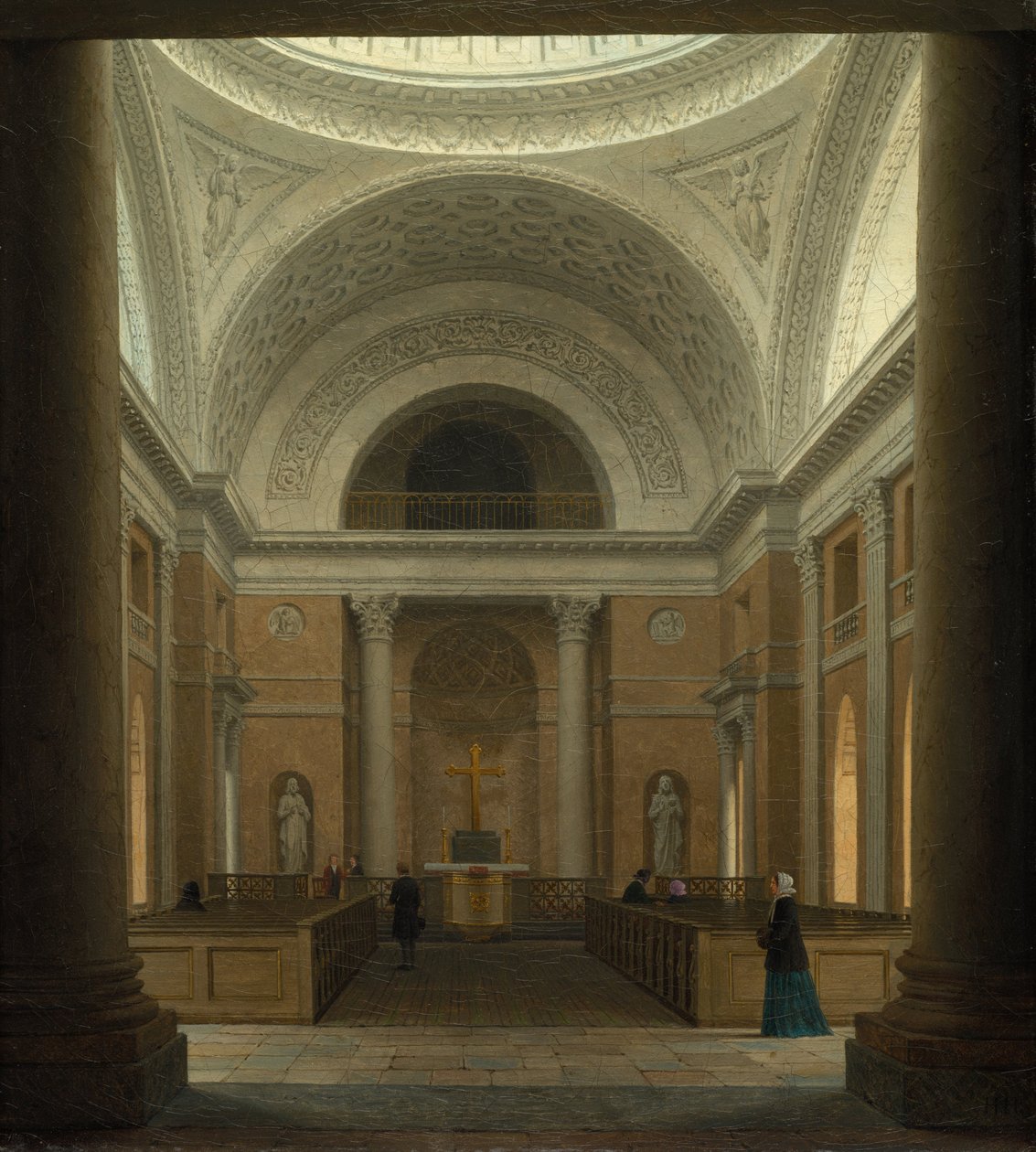Slotskirken w Christiansborg, Kopenhaga, ok. 1850 r. (olej na tkaninie) autorstwa Heinrich Hansen