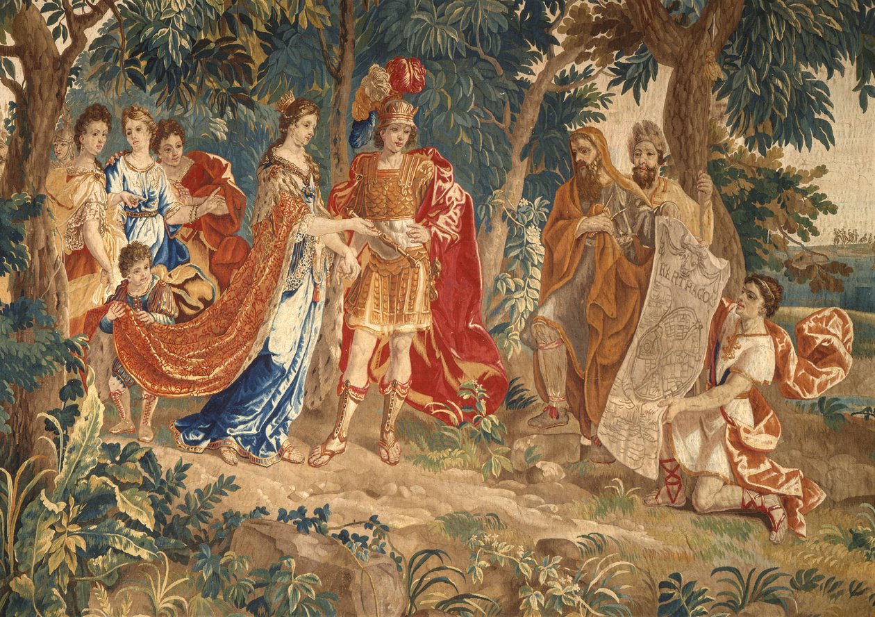 Fundacja Kartaginy: szczegół przedstawiający plan miasta przedstawiony Dido autorstwa Heinrich II Reydams