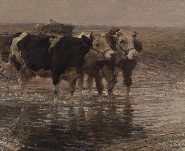 Pojenie bydła autorstwa Heinrich Johann von Zugel
