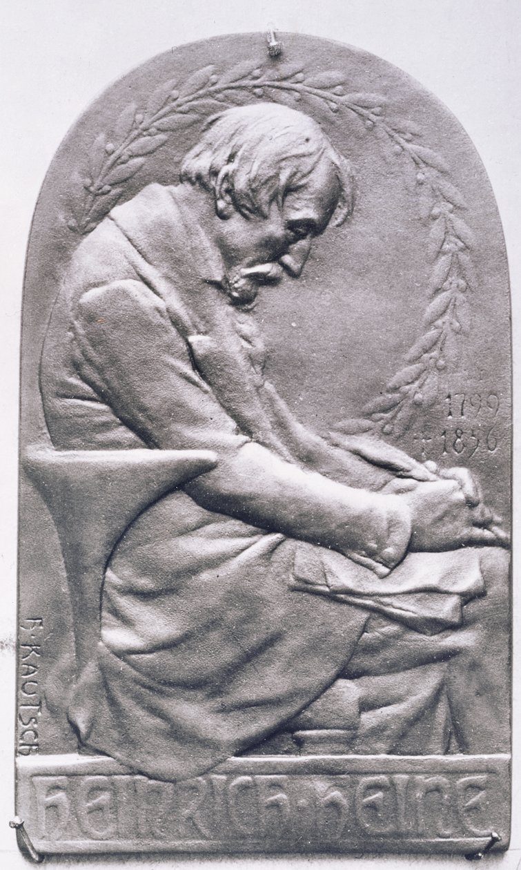 Medalion portretowy Heinricha Heinego (1797-1856) (brąz) (fot. bw) autorstwa Heinrich Kautsch