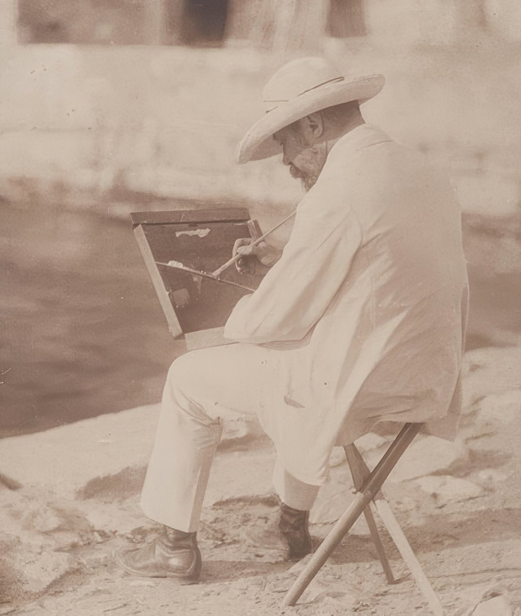 Malarz plażowy (prawdopodobnie Hugo Henneberg). 1906 autorstwa Heinrich Kuhn