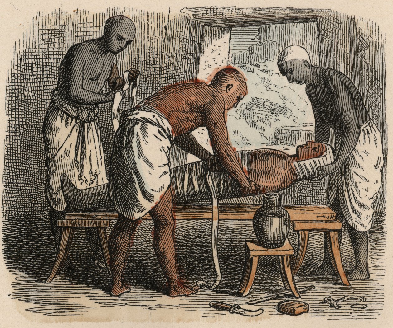 Starożytny Egipt: Zawijanie mumii, 1866 r. autorstwa Heinrich Leutemann