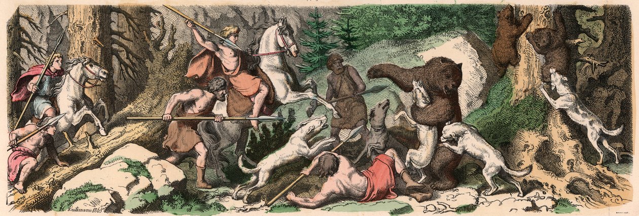 Starożytna Grecja: Polowanie na niedźwiedzie autorstwa Heinrich Leutemann