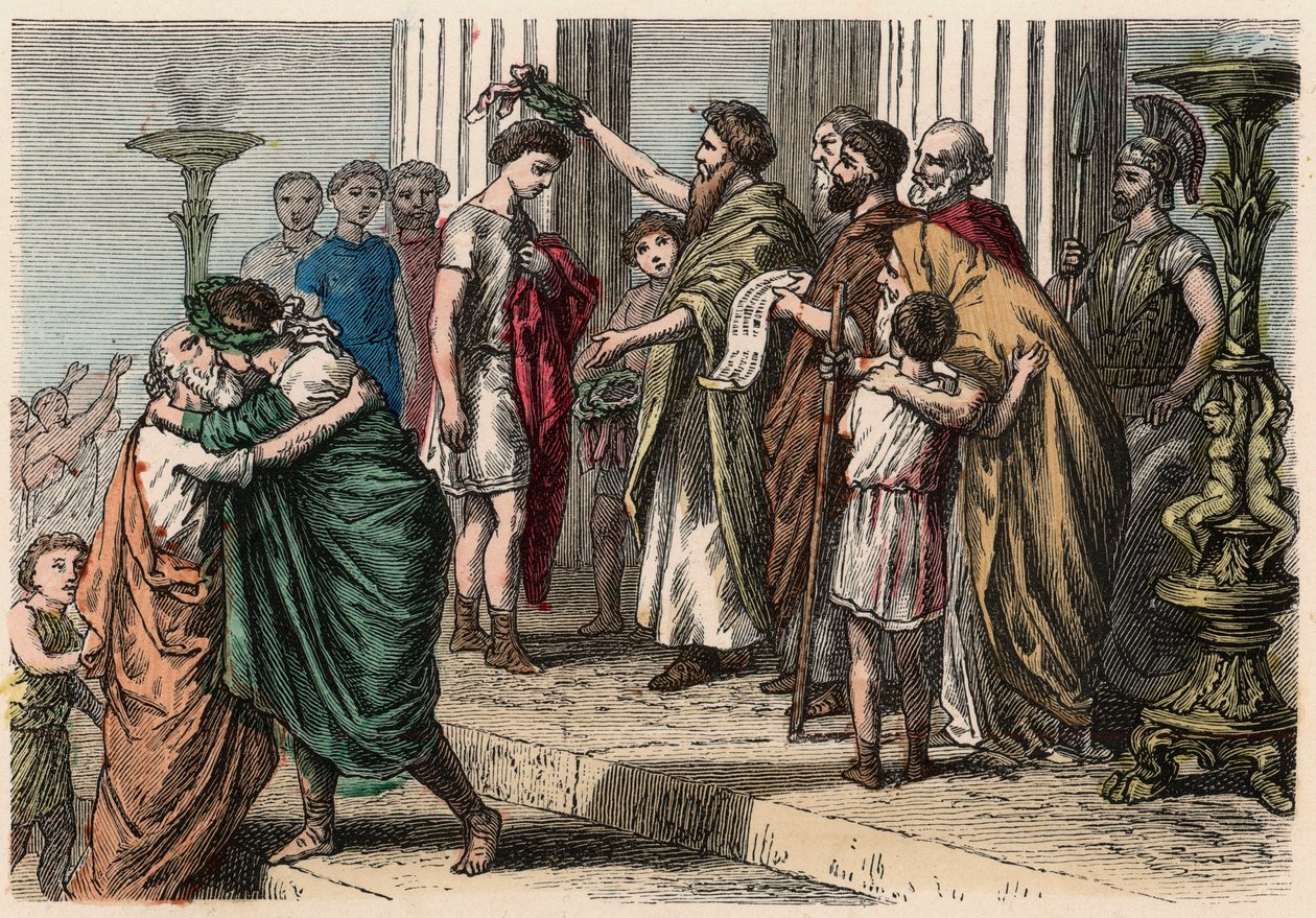 Starożytna Grecja: Koronacja zwycięzcy olimpijskiego, 1866 r. autorstwa Heinrich Leutemann