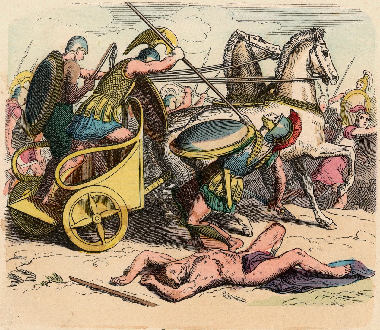 Starożytna Grecja : Greckie wojsko, Grecja w czasach królów, Rydwan wojenny autorstwa Heinrich Leutemann