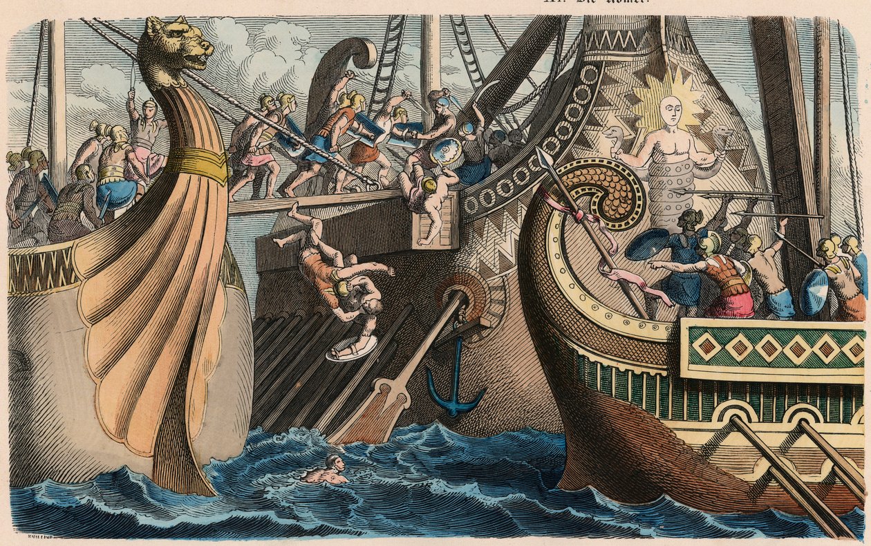 Starożytny Rzym: bitwa morska z trapem autorstwa Heinrich Leutemann