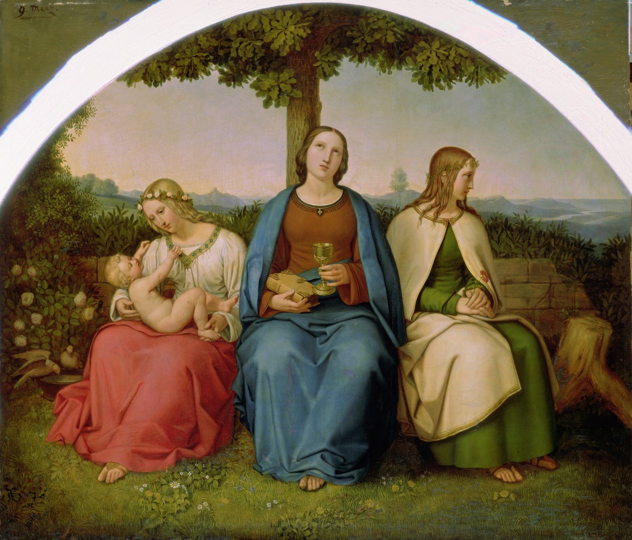 Wiara, nadzieja i miłość, 1819 (olej na drewnie) autorstwa Heinrich Maria von Hess