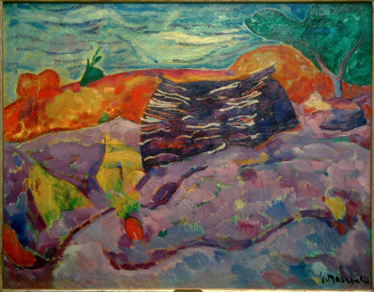 Krajobraz ze stertą drewna autorstwa Heinrich Nauen