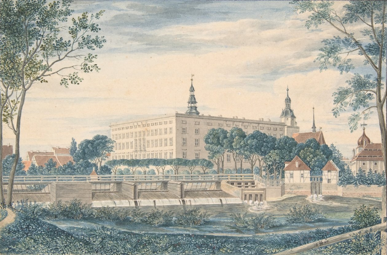Widok zamku Dessau od wschodu, 1820 r. autorstwa Heinrich Olivier