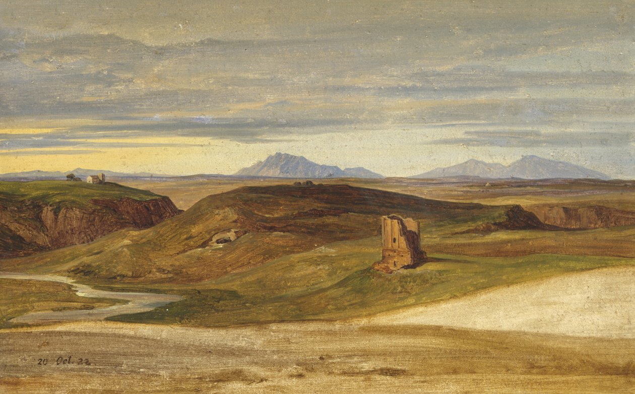 W Kampanii, 1822 (olej na papierze na płótnie) autorstwa Heinrich Reinhold