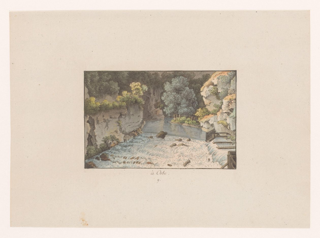 Widok na wodospad w Orbe à Orbe (tytuł na obiekcie) Widoki Szwajcarii (tytuł serii) Collection de quelques vues dessinées en Suisse d
