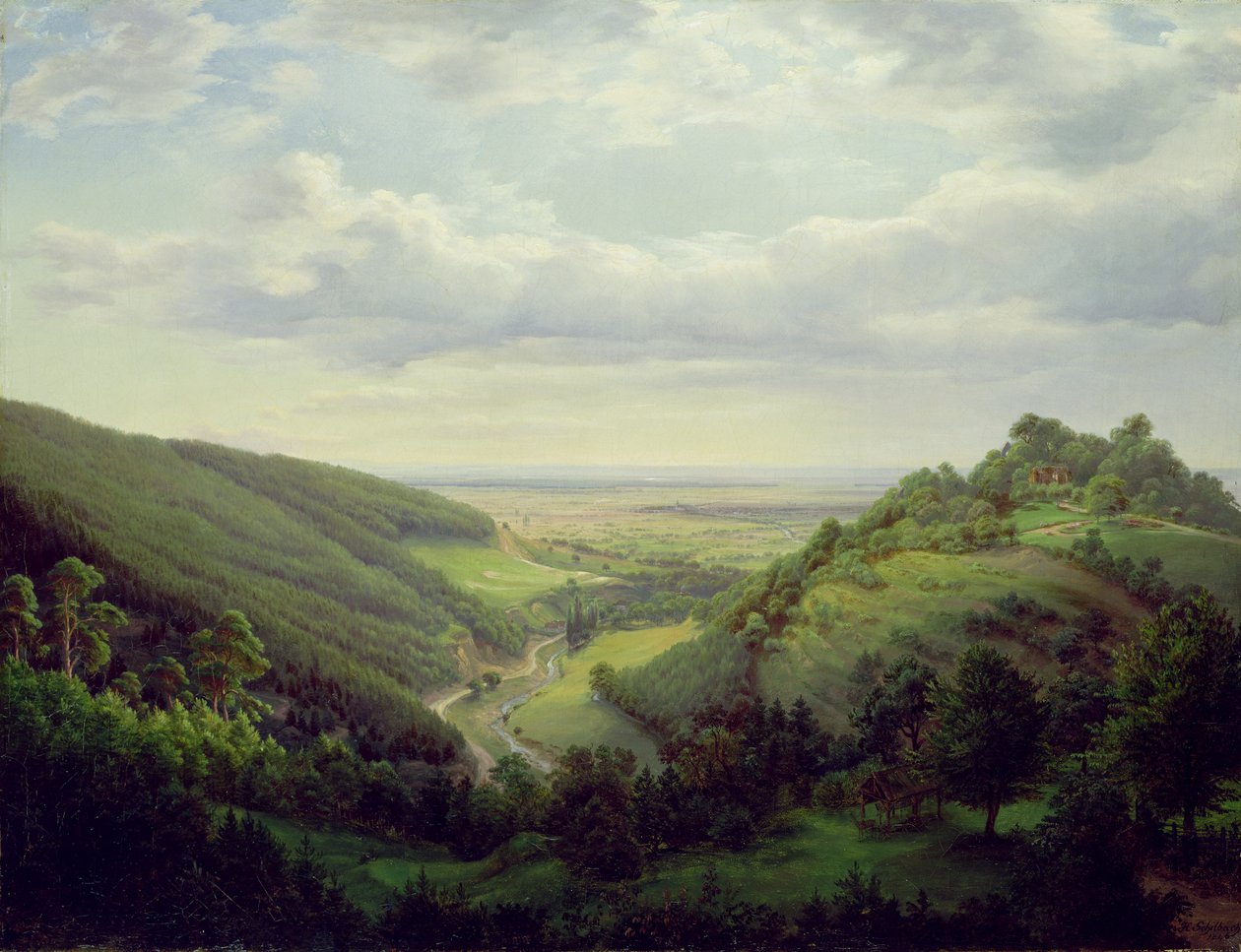 Widok z zamku Heilenberg w Jugenheim nad Renem, 1846 r. autorstwa Heinrich Schilbach