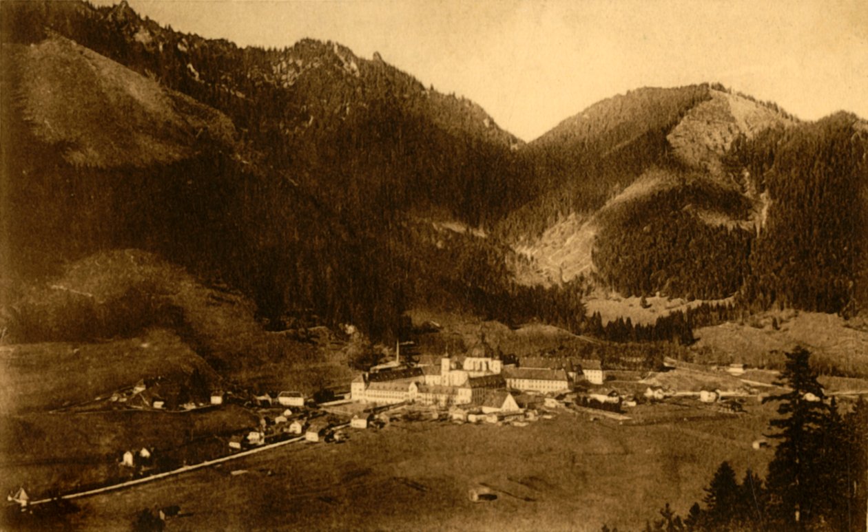 Opactwo Ettal od południa, Bawaria, Niemcy, ok. 1922 r. autorstwa Heinrich Sting