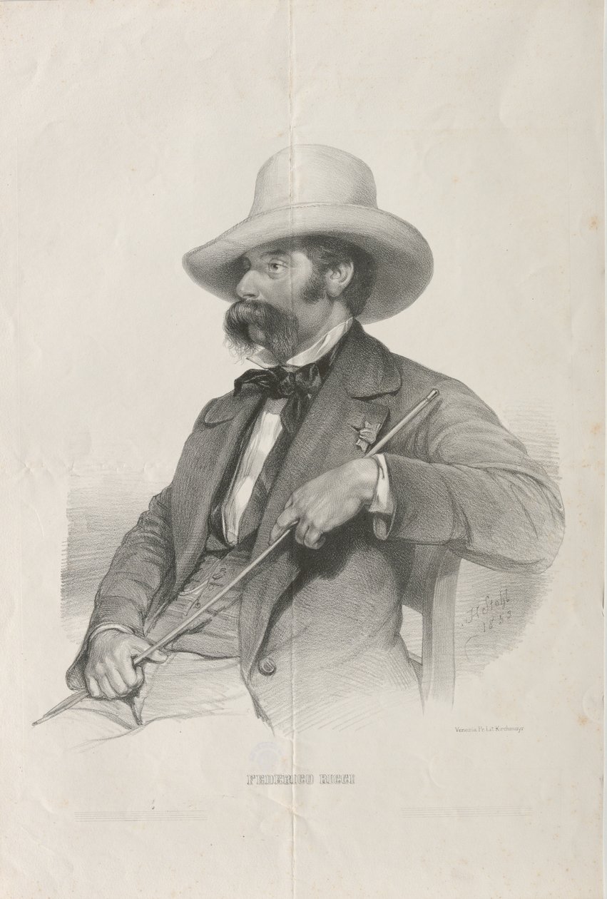 Portret kompozytora Federico Ricciego 1809-1877 , 1853. autorstwa Heinrich Stohl