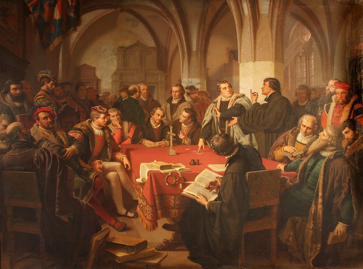 August Noack Dialog religijny na zamku w Marburgu 1869 bez ramki autorstwa Heinrich Stürzl