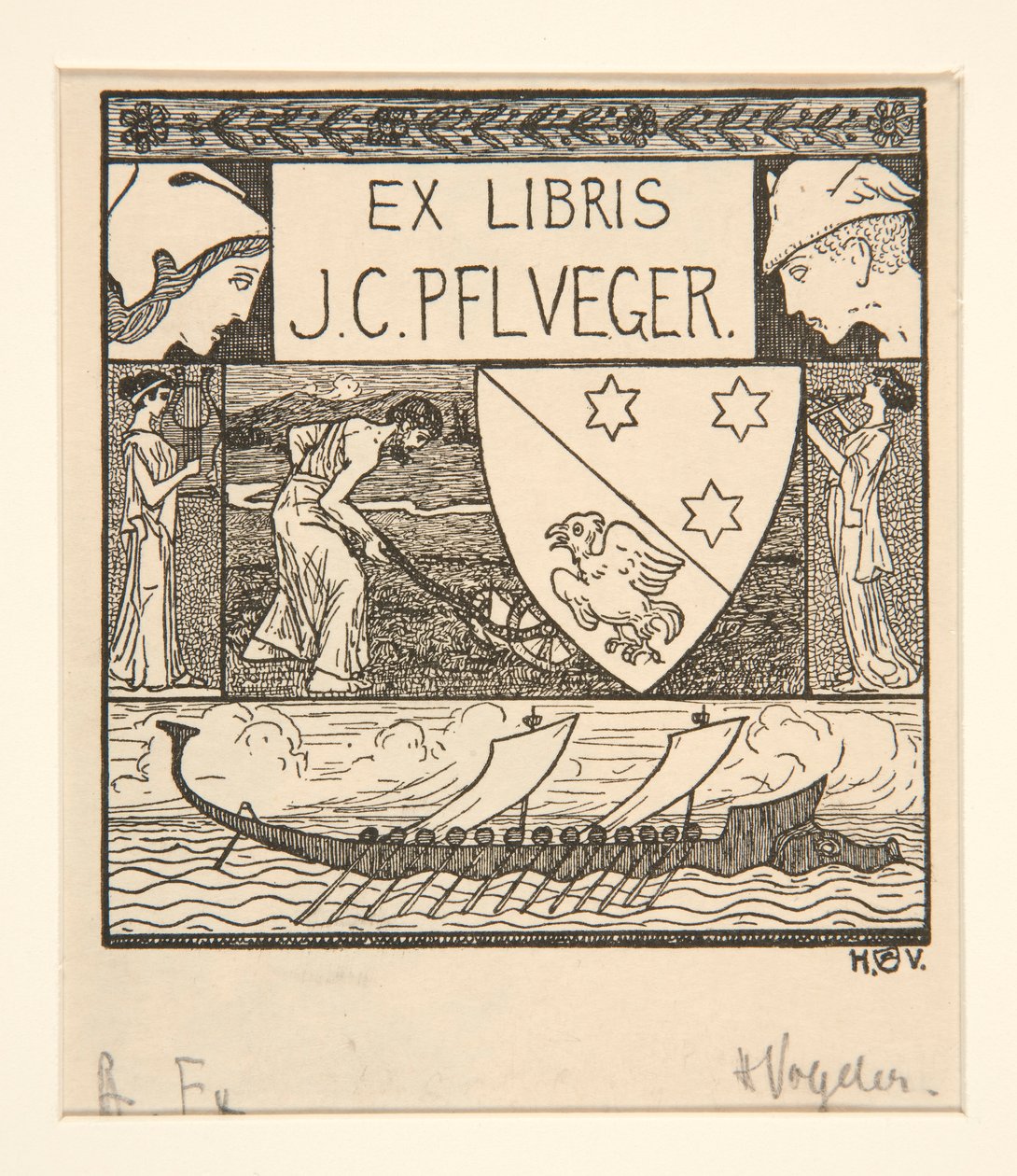 Ekslibris: J.C. Pflueger autorstwa Heinrich Vogeler