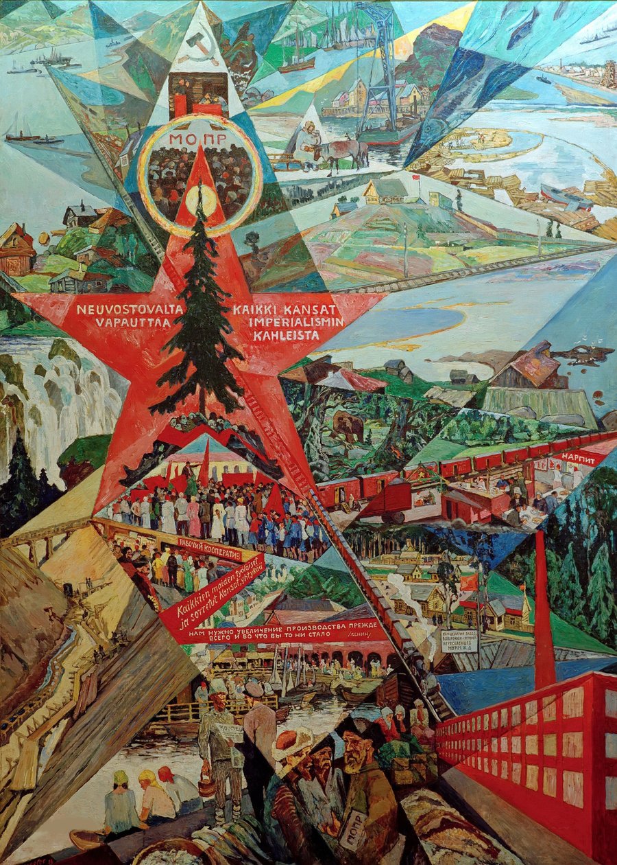 Panel agitacji Karelia i Murmańsk, 1926. autorstwa Heinrich Vogeler