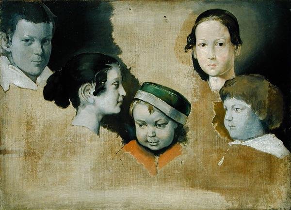 Pięcioro najstarszych dzieci malarza Juliusa Schnorra von Carolsfield (1794-1872), ok. 1839-40 r. autorstwa Heinrich Wilhelm Truebner
