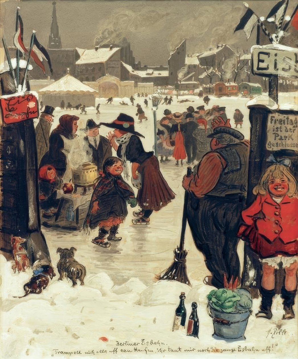 Berlińskie lodowisko autorstwa Heinrich Zille