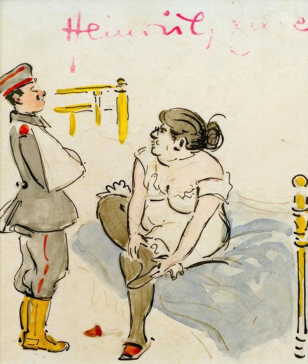 Ranny żołnierz i prostytutka autorstwa Heinrich Zille