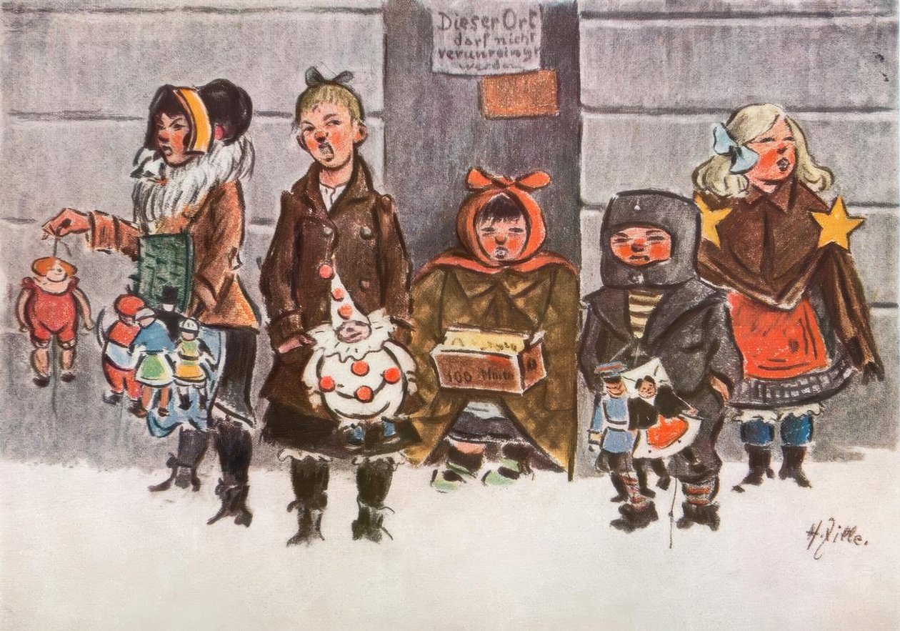 Dziesięć Fennje, pajacyk! / Pięć fenów, złota gwiazda! autorstwa Heinrich Zille