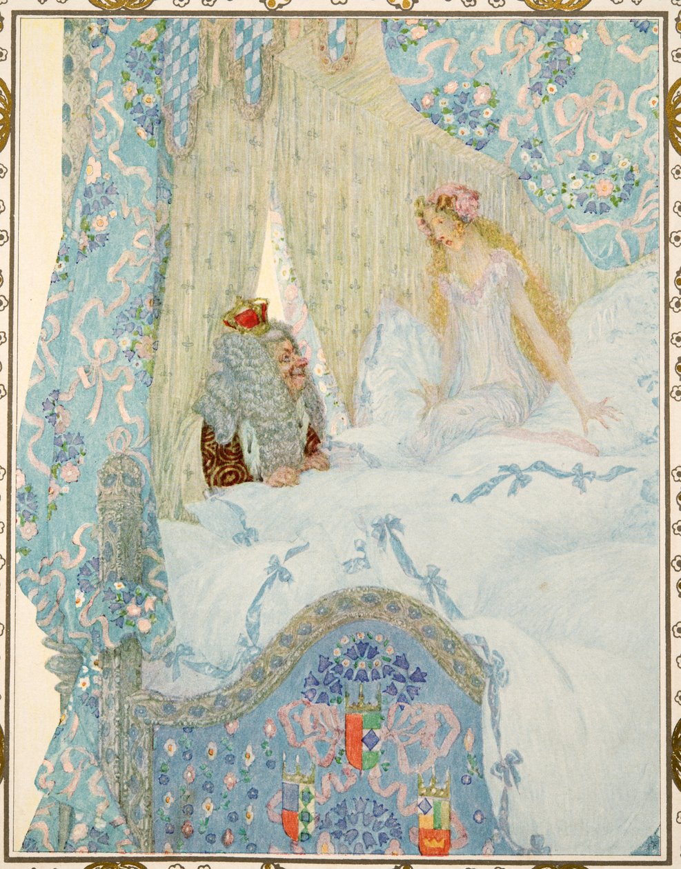 Księżniczka na ziarnku grochu z Opowieści Hansa Christiana Andersena, wyd. 1911 autorstwa Heinrich and Urban Lefler