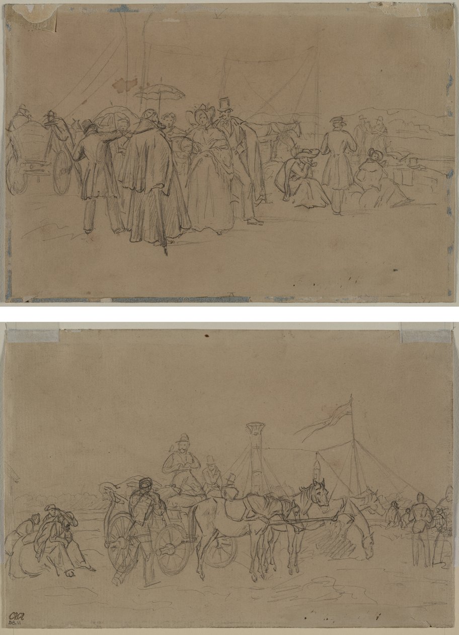 Pasażerowie na parowiec Ren (recto) Pasażerowie na parowiec Ren (verso) autorstwa Heinrich von Mayr