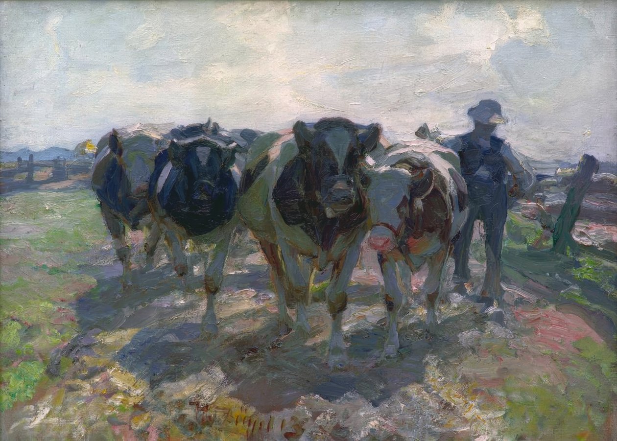 Rolnik z krowami autorstwa Heinrich von Zügel