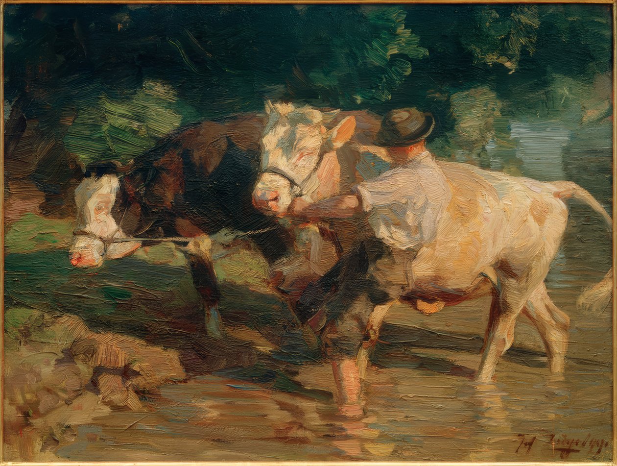 Jasno-czarny czek autorstwa Heinrich von Zügel
