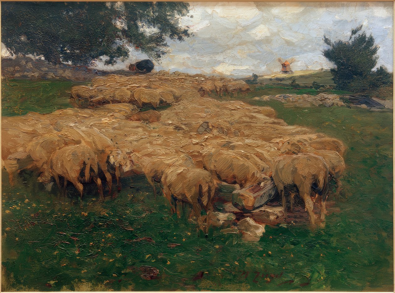 Stado owiec na szorstkiej Alb autorstwa Heinrich von Zügel
