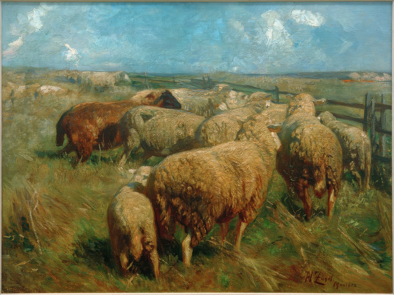 Stado owiec w środku lata autorstwa Heinrich von Zügel