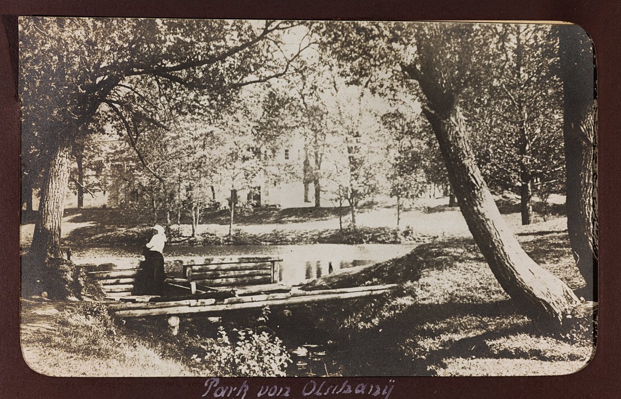 I wojna światowa: Ukraina w latach 1914-1916 podczas najazdu wojsk niemieckich. Park (zdjęcie czarno-białe) autorstwa Heldenfriedhof Dsessentniki (attr. to)
