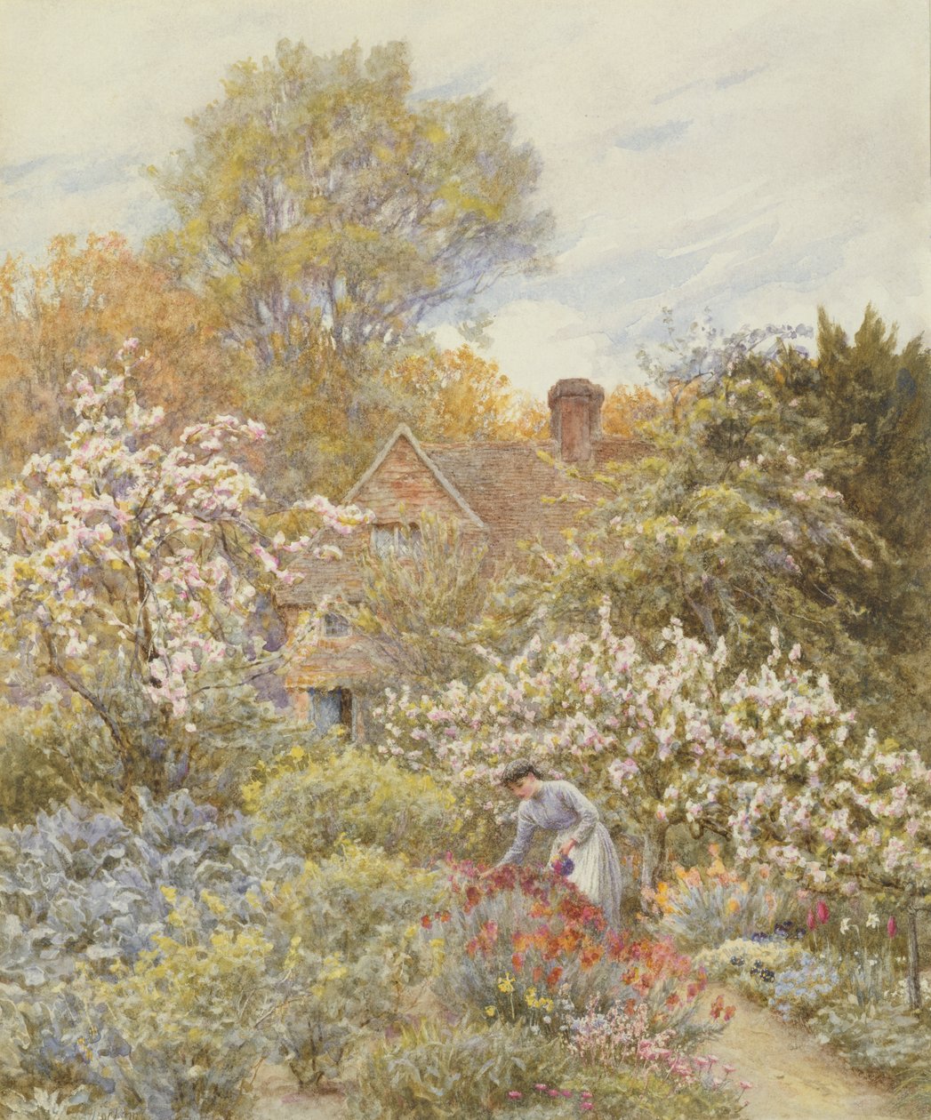 Ogród na wiosnę (wc na papierze) autorstwa Helen Allingham