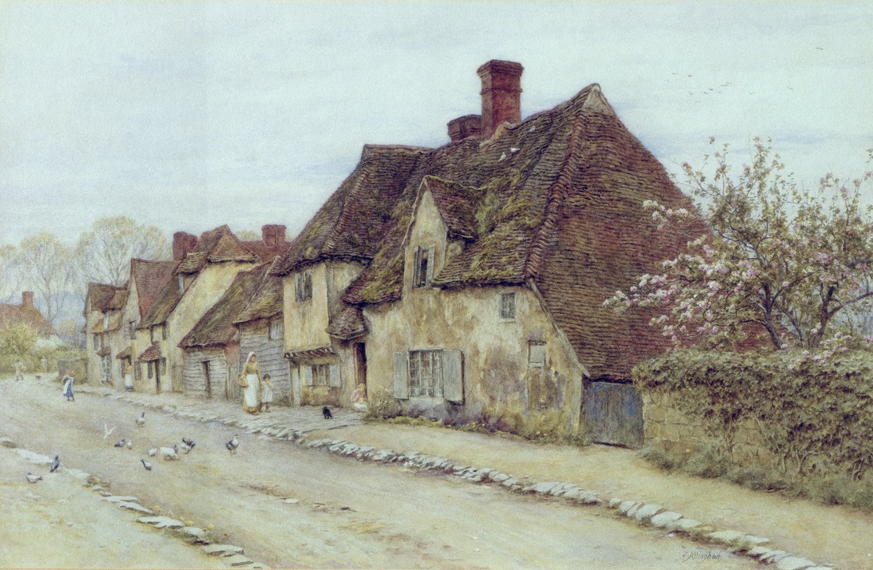 Wiejska ulica, Kent autorstwa Helen Allingham