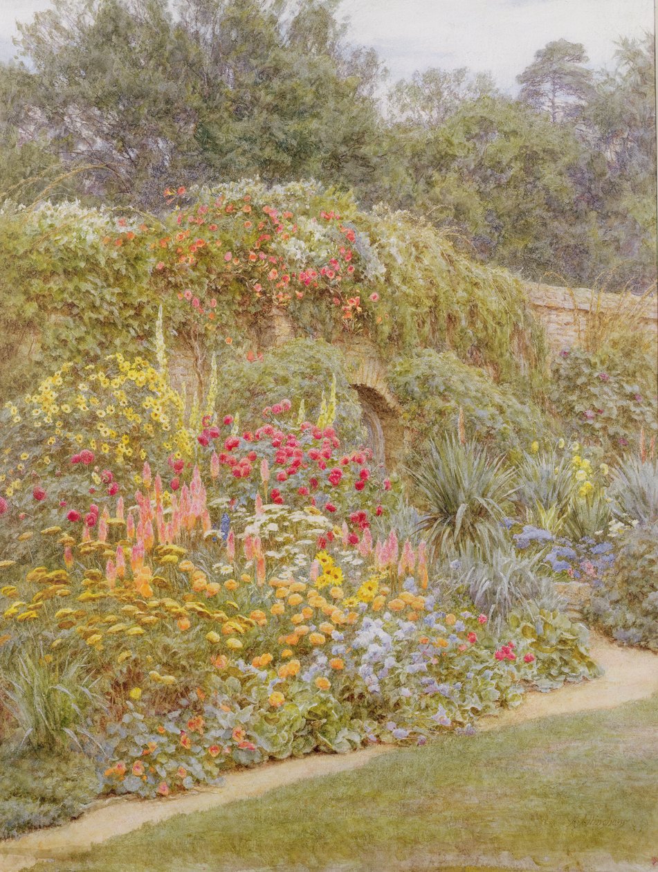 Gertrude Jekylls Garden, Munstead Wood, Surrey (wc na papierze) autorstwa Helen Allingham