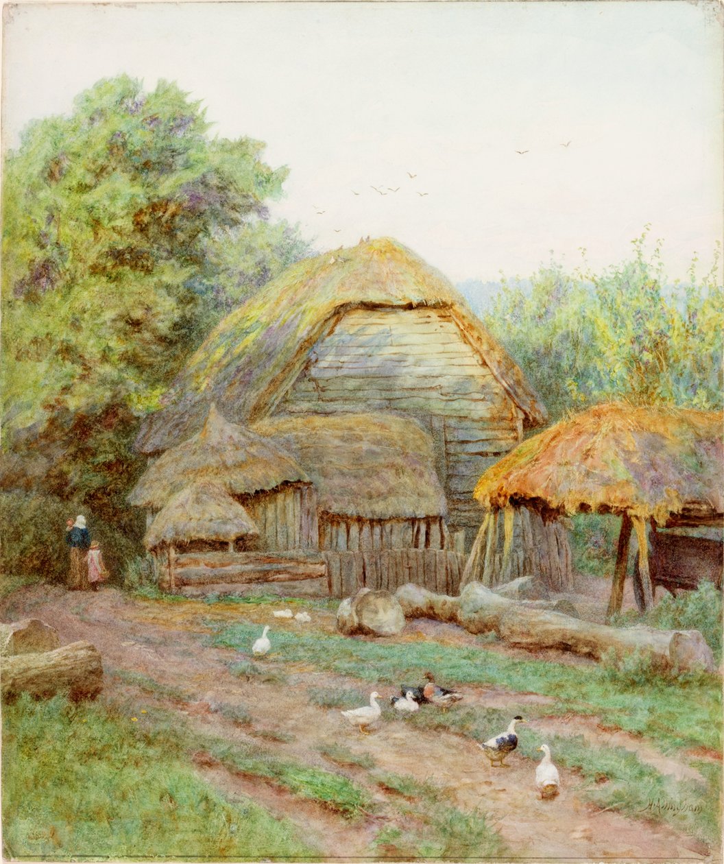 Na farmie Berkshire (kolor nadwozia) autorstwa Helen Allingham