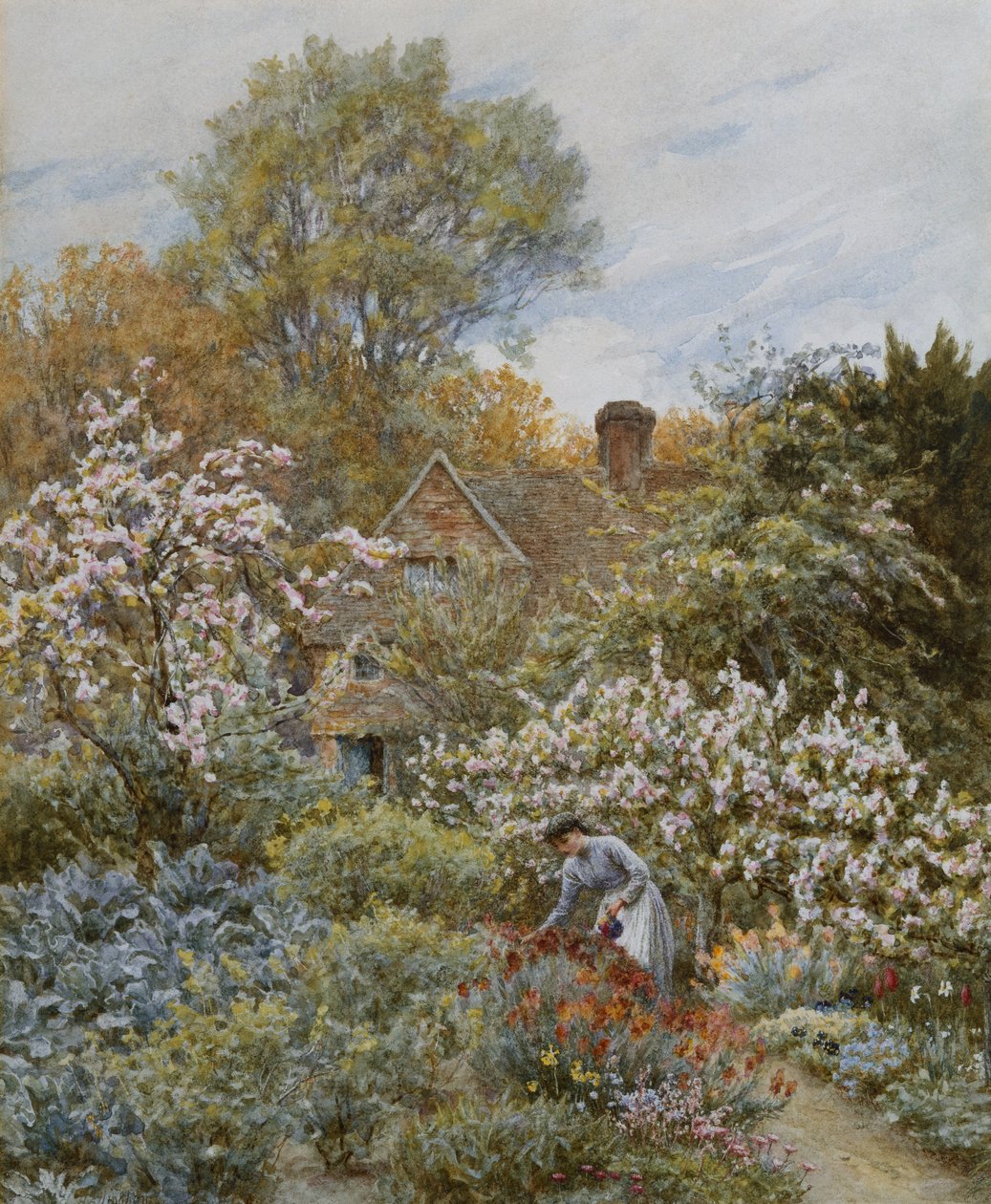 Ogród na wiosnę autorstwa Helen Allingham