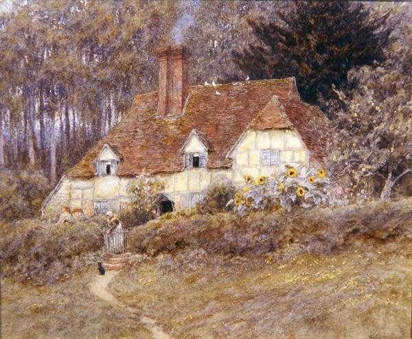 Domek Surrey (akwarela na papierze) autorstwa Helen Allingham