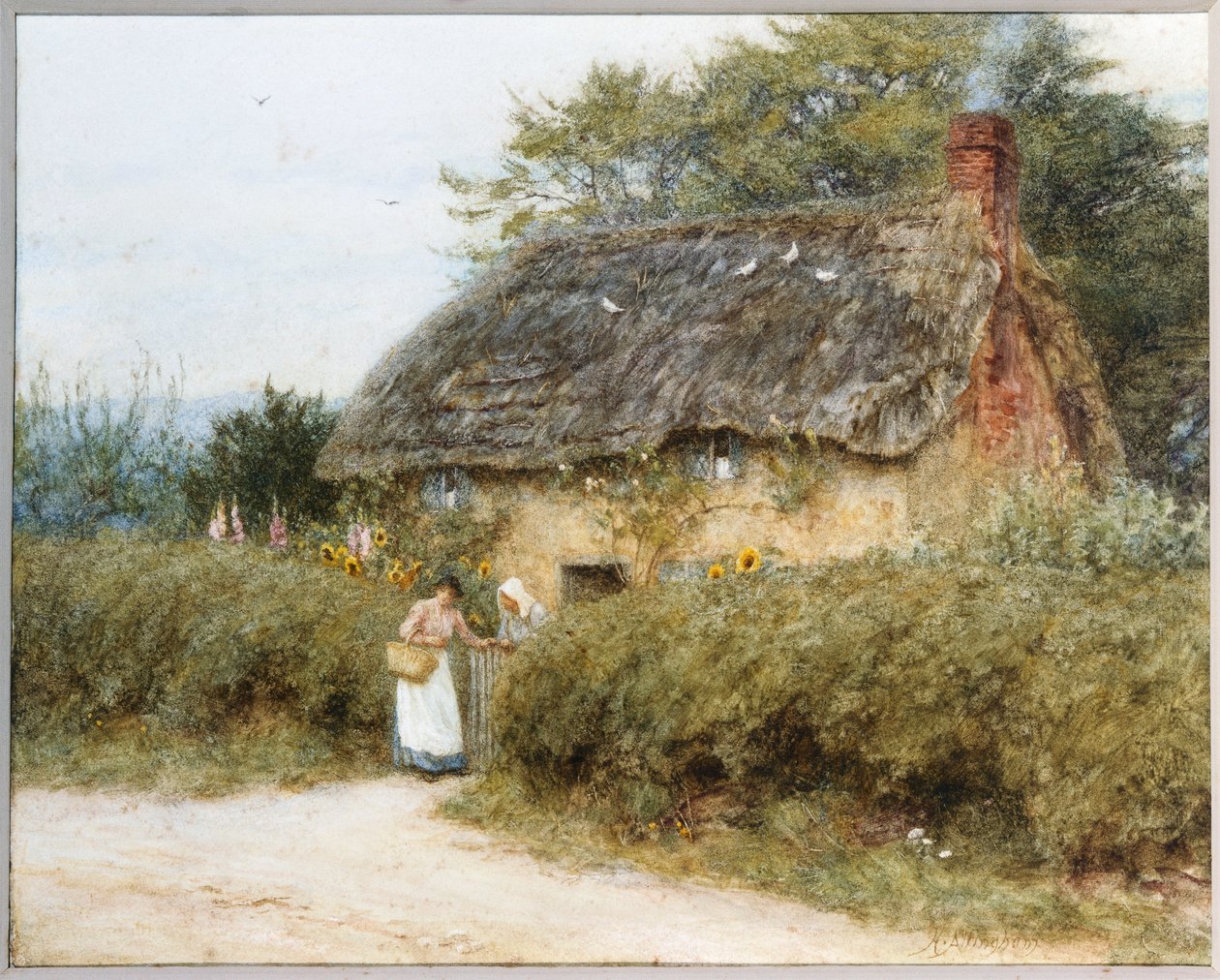 Domek kryty strzechą w pobliżu Peaslake, Surrey autorstwa Helen Allingham