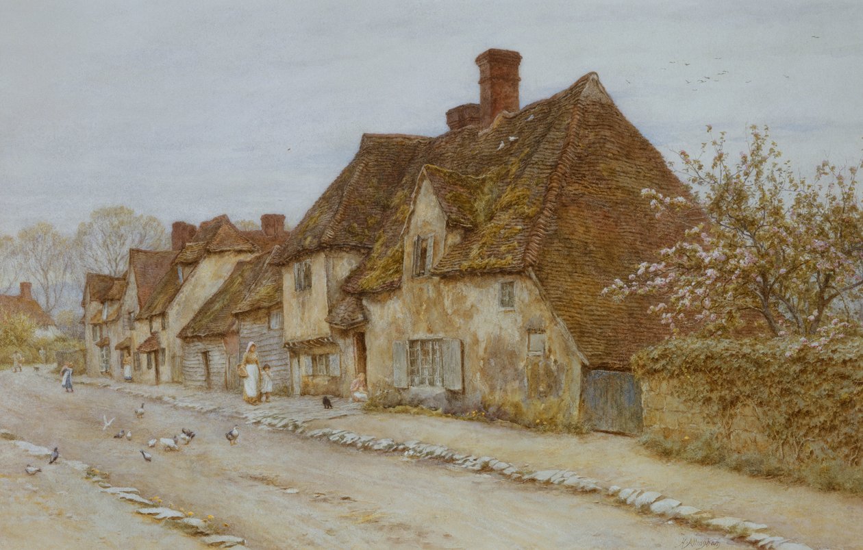 Wiejska ulica, Kent autorstwa Helen Allingham
