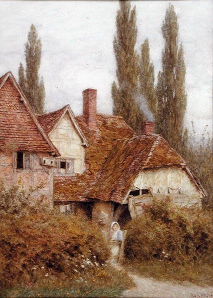 Stara farma w Didcot, ok. 1918 (akwarela i body na papierze) autorstwa Helen Allingham