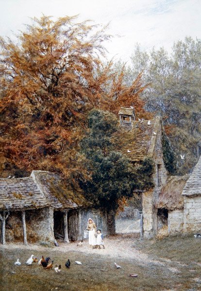 W Lower Dowdeswell, niedaleko Cheltenham (akwarela na papierze) autorstwa Helen Allingham