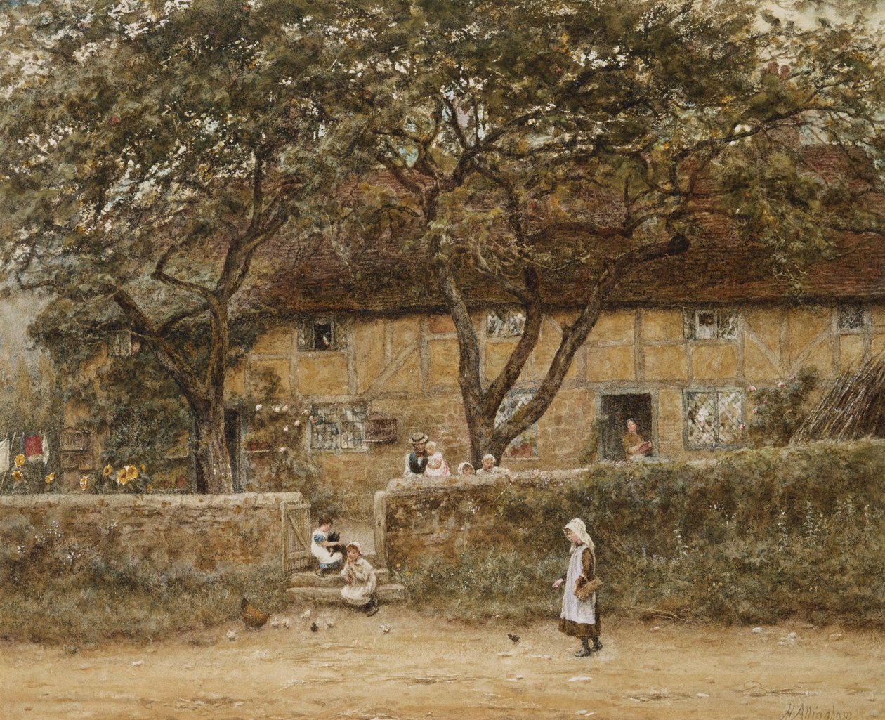 Dzieci poza domkiem autorstwa Helen Allingham