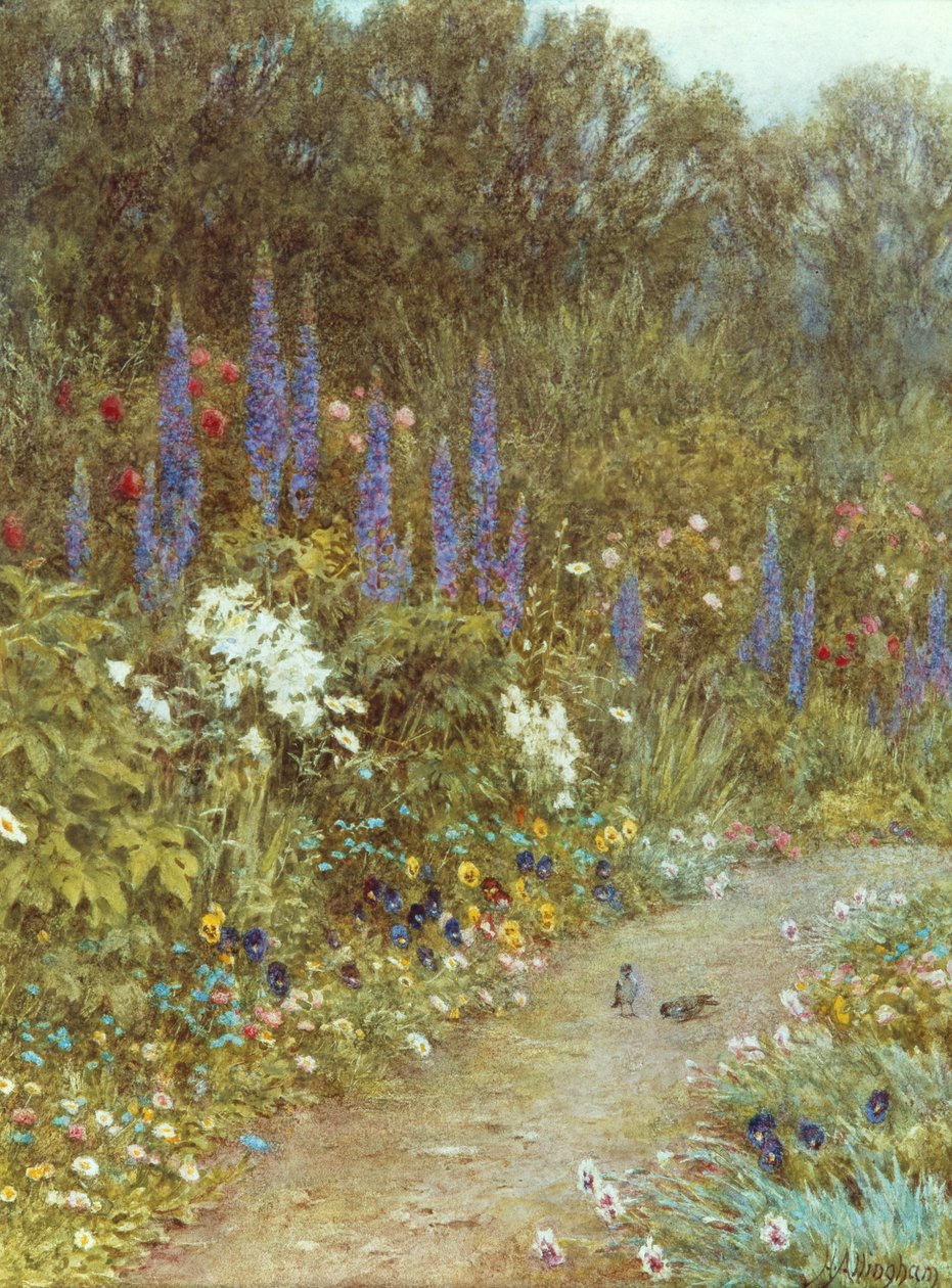 Ogród wokół jej domku (akwarela) autorstwa Helen Allingham