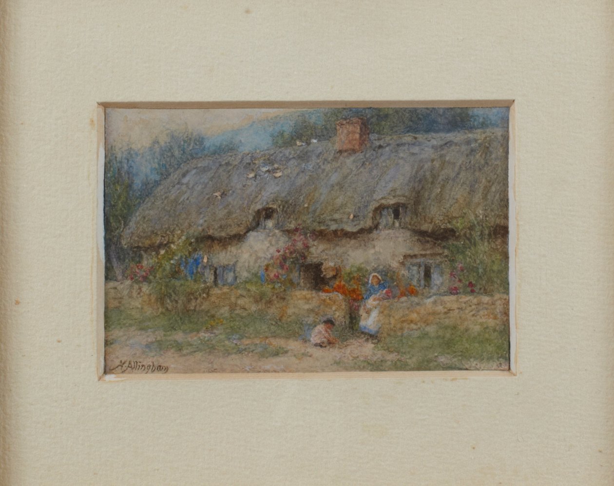 Szary Domek kryty strzechą (akwarela na papierze) autorstwa Helen Allingham