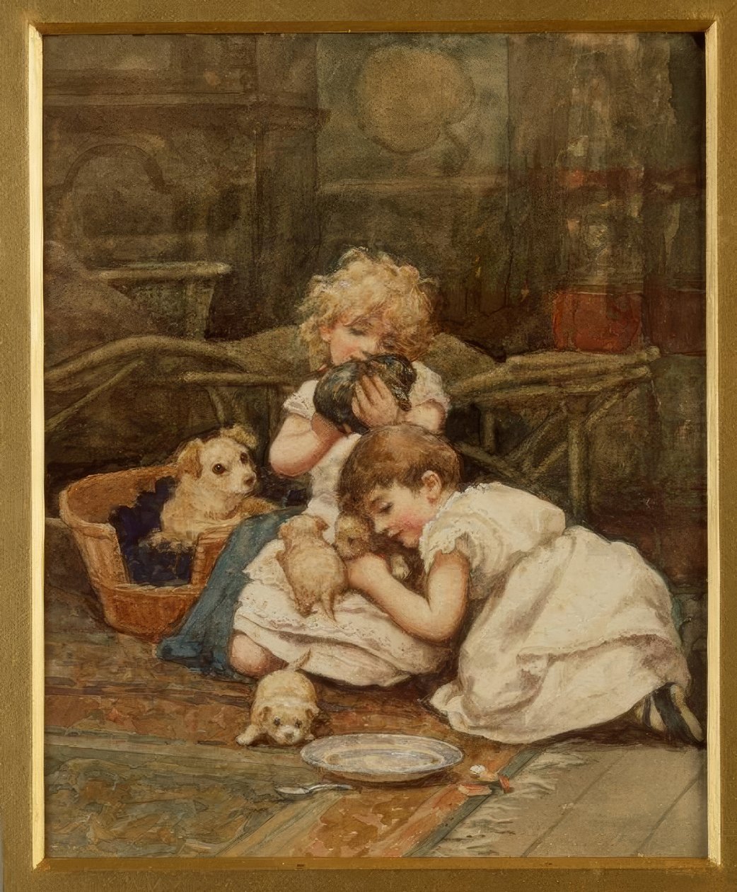 H.Allingham, Nowe zwierzaki / Aquarell autorstwa Helen Allingham