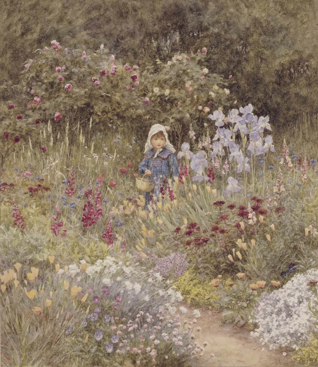 Minna, ilustracja do Happy England autorstwa Marcusa Huisha, wyd. przez A & C Black, 1904 (wc) autorstwa Helen Allingham